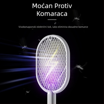 Električni električni ubijač komaraca s LED svjetlom, ugrađena baterija 501–800 mAh, pokrivenost 11–20㎡, mreža nikl-zin-željezo, punjenje 1–3 sata