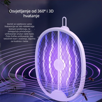 2‑u‑1 električna mreža za komarce: hvatač s LED svjetlom i električni ubijač, ugrađena baterija 1001–1600 mAh, trajanje 12 h+, sklopiva konstrukcija, pokrivenost 21–30 m²