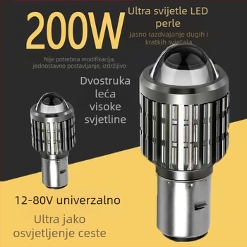TCYATO Prednje LED svjetlo za motocikl/električno vozilo, dvostruka žuto-bijela svjetlost sa lećom, 3570 LED dioda, aluminijsko kućište, 12V, IP68, 20W