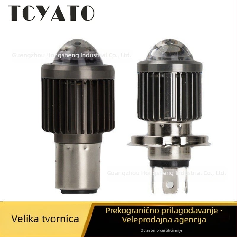 TCYATO Prednje LED svjetlo za motocikl/električno vozilo, dvostruka žuto-bijela svjetlost sa lećom, 3570 LED dioda, aluminijsko kućište, 12V, IP68, 20W