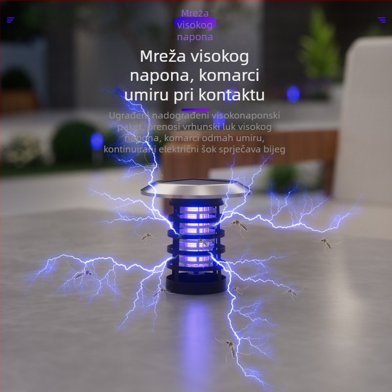 Solarna lampa za ubijanje komaraca za vanjsku upotrebu — kišnomod UV svjetlo, automatska hvataljka, NH tungsten model, 5W, dimenzije 160×160×460 mm, Xinyao