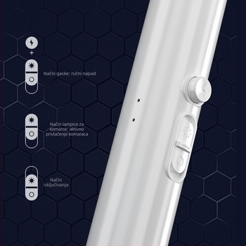 Dva u jedan – prenosivi električni uređaj za ubijanje komaraca s LED svjetlom, model ANB-DWP02, baterija 501–800 mAh, vrijeme punjenja 2 sata, pogodno za površine do 20 m²
