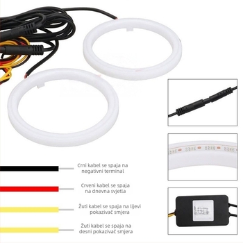 Auto LED Simfonijski Angel Eyes Krug - 10W, 12V, Ugradnja, Univerzalna Kompatibilnost