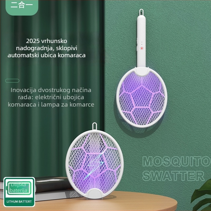 Električna mušica protiv komaraca – dvostruka funkcija, LED 5W, pokrivenost 20-50 m², baterija do 500 mAh, vrijeme punjenja 1-3 sata, kut rotacije 0-180°