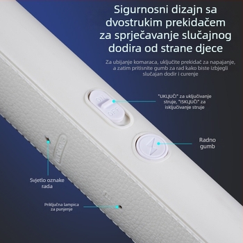 Električna mreža za komarce za kućnu upotrebu – 2025 model, pokriće do 10㎡, UV-lampa, mreža od nikl-zinc-željezo, ugrađena baterija, trajanje baterije 1–3 h
