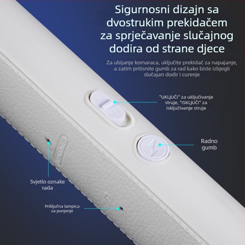 Električna mreža za komarce za kućnu upotrebu – 2025 model, pokriće do 10㎡, UV-lampa, mreža od nikl-zinc-željezo, ugrađena baterija, trajanje baterije 1–3 h