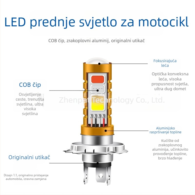 Motociklistička LED glavna svjetla s COB, troboja boja, kompatibilno s P15D, dvostruki zahvat za montažu, visok i nizak snop, ultra jasan projektor