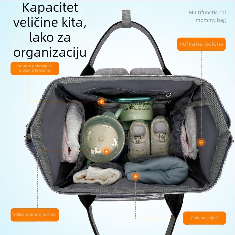 Ruksak u korejskom stilu za mamu, kapacitet 20–35L, vodootporan poliester, zatvarač