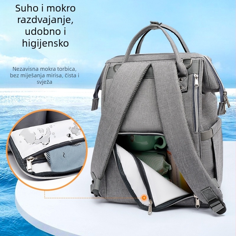 Ruksak u korejskom stilu za mamu, kapacitet 20–35L, vodootporan poliester, zatvarač