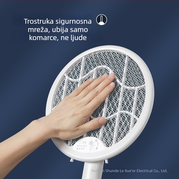 Sklopiva električna lopatica za komarce za kućnu upotrebu, napajanje R6 3 u 1, LED 8W, okret 0–180°, punjenje 3 sata, svjetlosna zamka + električni šok