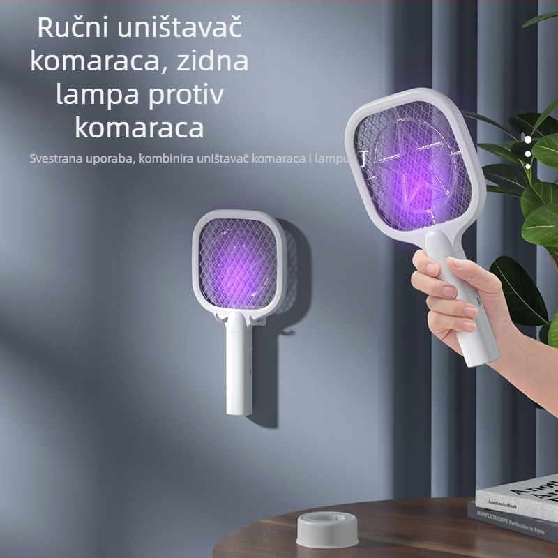 2-u-1 Mini Električni Ubijač Komaraca i Zamka, Zidni Držač s LED Lampom