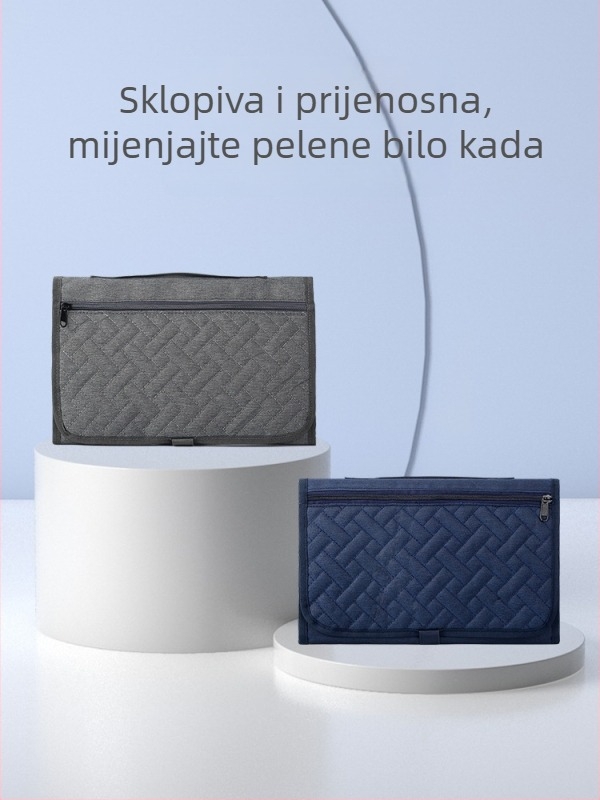 Prenosiva torba za pelene za bebe s podlogom za presvlačenje i prostorom za pohranu - ultra lagana, Oxford materijal, karirani uzorak, poliester podstava, kućno skladištenje