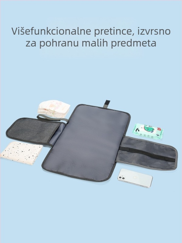 Prenosiva torba za pelene za bebe s podlogom za presvlačenje i prostorom za pohranu - ultra lagana, Oxford materijal, karirani uzorak, poliester podstava, kućno skladištenje