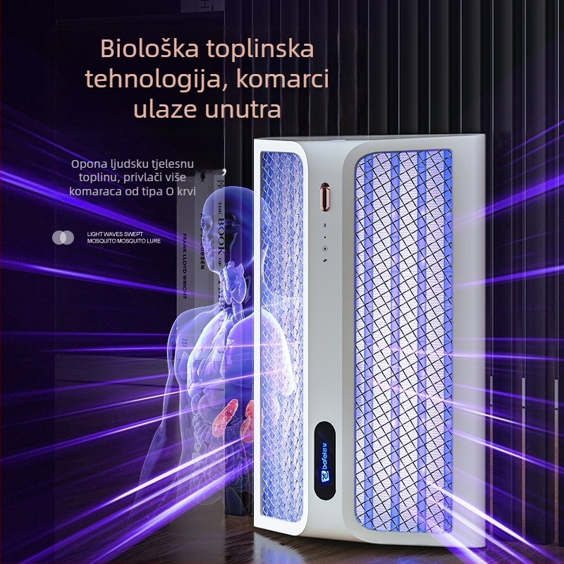 Lampa za ubijanje komaraca s Type-C punjenjem, ugrađena baterija 1001–1600 mAh, pokrivenost 41–60 m², LED svjetlo, električni šok