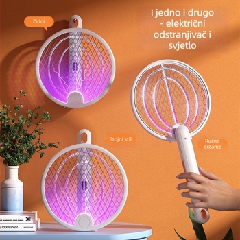 2-u-1 električna komarova mreža za hvatanje i uništavanje, za unutarnju i vanjsku upotrebu, punjiva litij baterija 800–1200mAh, UVA ljubičasto svjetlo