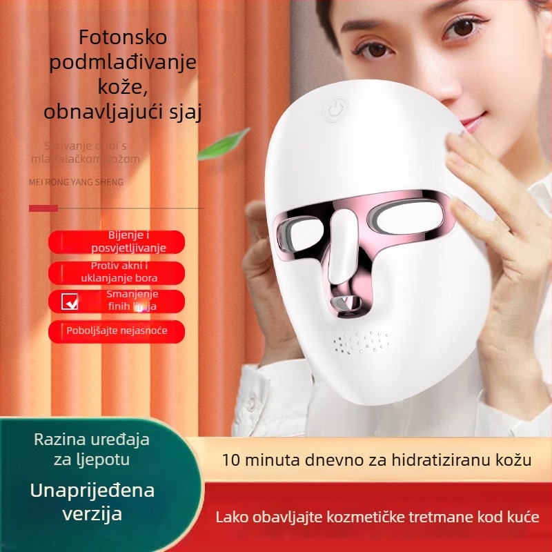 Maska za ljepotu s fotonskom terapijom i LED svjetlom, punjiva, za komercijalnu upotrebu, ublažava umor