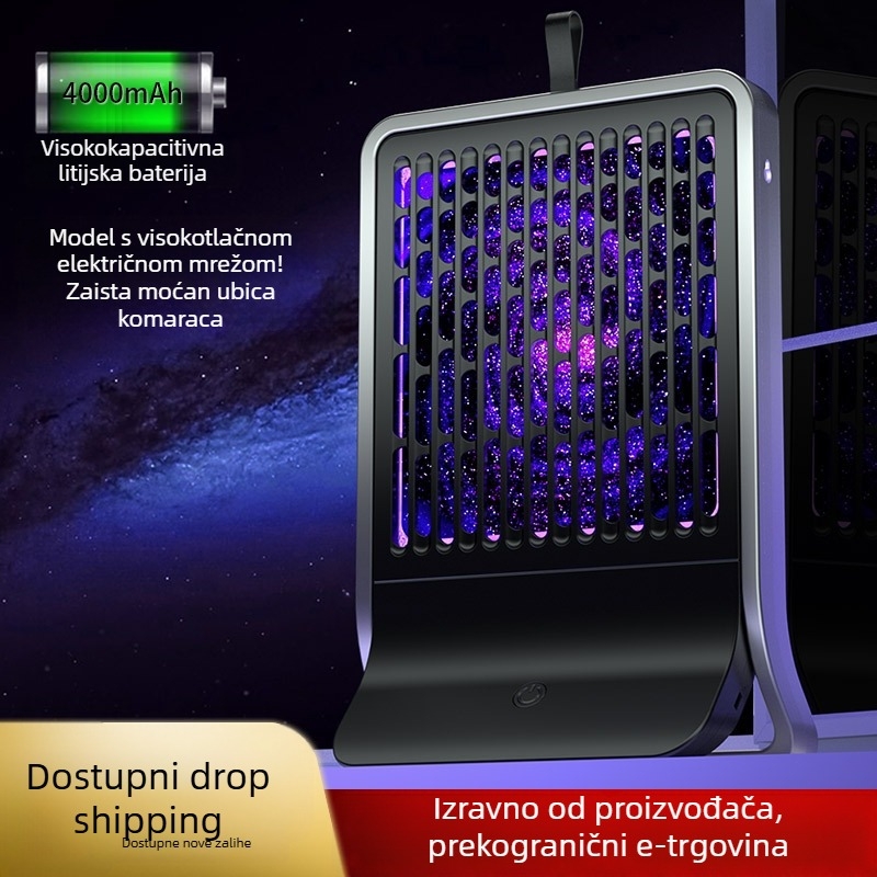 Lampa za ubijanje komaraca elektrošokom, Punjiva Li‑ion baterija 1500mAh, LED hvatač, model Bg007
