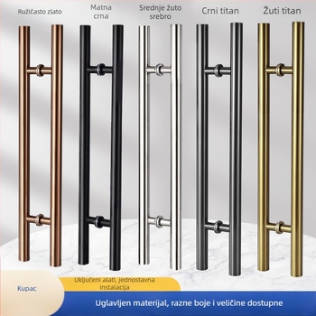 Ručka za klizna vrata od nehrđajućeg čelika, model 002, moderni minimalistički stil, za staklena i drvena vrata s okvirom