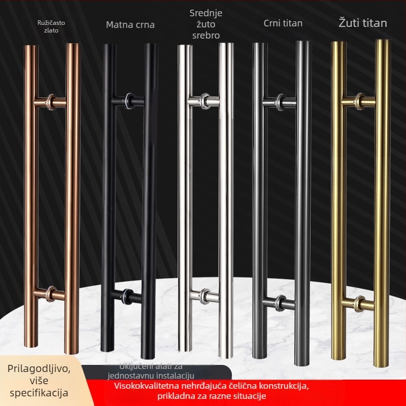 Ručka za klizna vrata od nehrđajućeg čelika, model 002, moderni minimalistički stil, za staklena i drvena vrata s okvirom