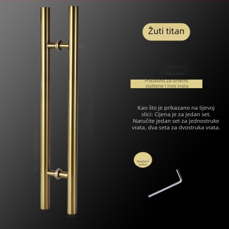 Ručka za klizna vrata od nehrđajućeg čelika, model 002, moderni minimalistički stil, za staklena i drvena vrata s okvirom