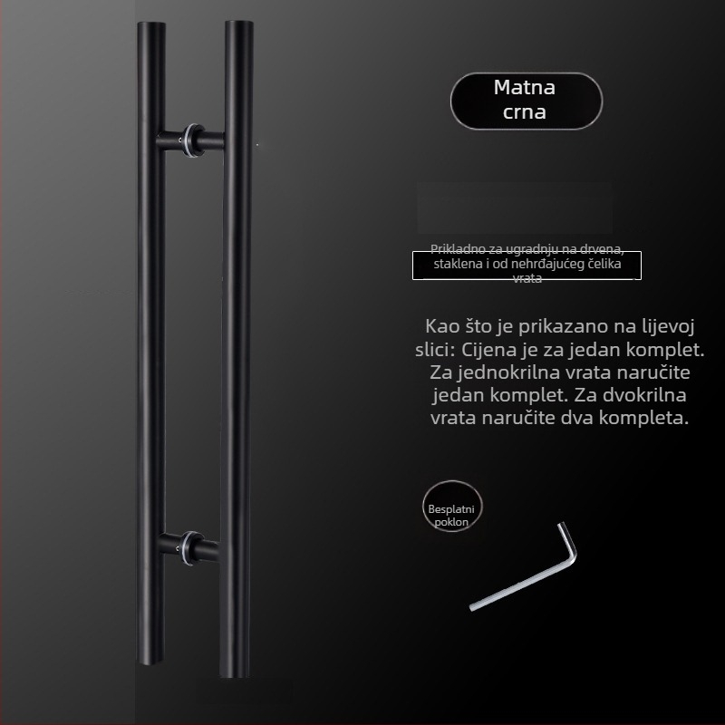 Ručka za klizna vrata od nehrđajućeg čelika, model 002, moderni minimalistički stil, za staklena i drvena vrata s okvirom