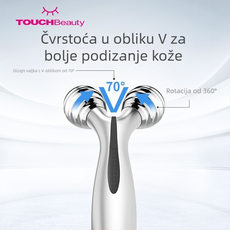TOUCHBeauty Rendering Mikrostrujni masažer lica, kabelski, prijenosni, roller za lice i tijelo, IPX3 vodootporan