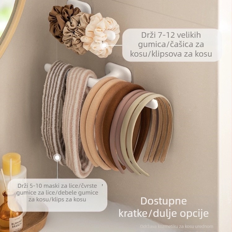 Zidni držač za kosu i dodatke, kreativnog stila, plastični, montaža vakuumskim zatvaranjem na zid, 1 sloj, za skladištenje šminke