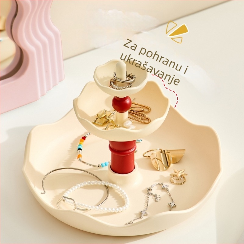 3-etačni stolni držač za nakit, plastični, moderni minimalistički stil, višenamjenski organizator za nakit