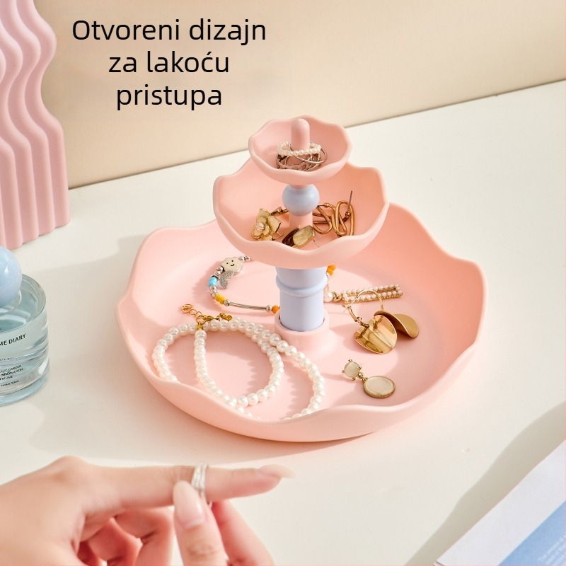 3-etačni stolni držač za nakit, plastični, moderni minimalistički stil, višenamjenski organizator za nakit