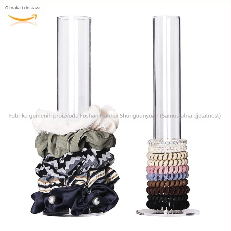 Prozirni akrilni stalak za trake za kosu, cilindrični dizajn okrugle cijevi, spojna konstrukcija