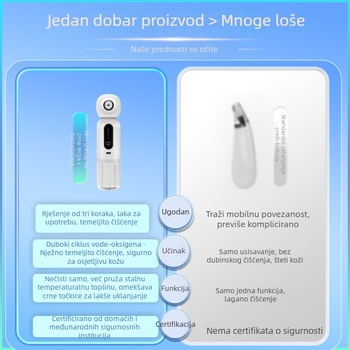MR-01A Ultrazvučni uređaj za crne mitisere s toplom kompresijom i hidratacijom, 3 brzine, prijenosno kozmetičko uređaj za lice