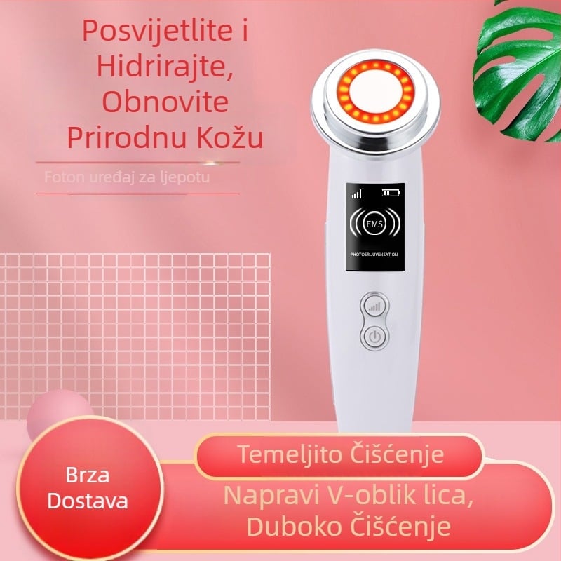 Kućni uređaj za njegu lica s fotonskom terapijom: negativni jonovi, ultrazvuk, obojeno svjetlo, pozitivni jonovi; prijenosno, bez ugrađene baterije, IPX0, za kućnu upotrebu