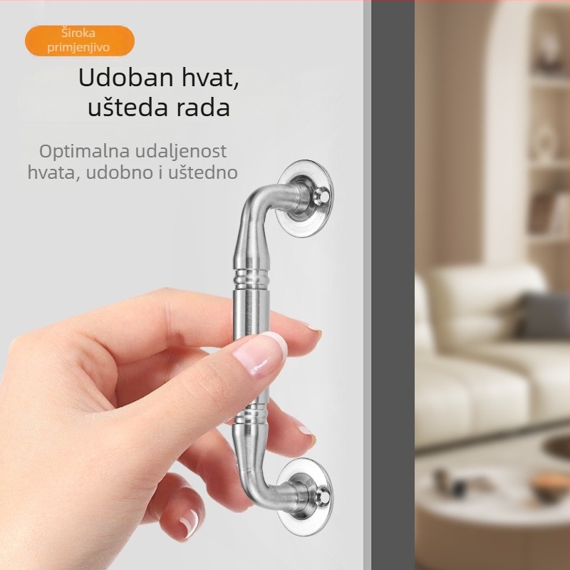 Drška za vrata ormara – nehrđajući čelik, šipkastog oblika, brušeni završetak, montaža na površinu, moderni minimalistički stil