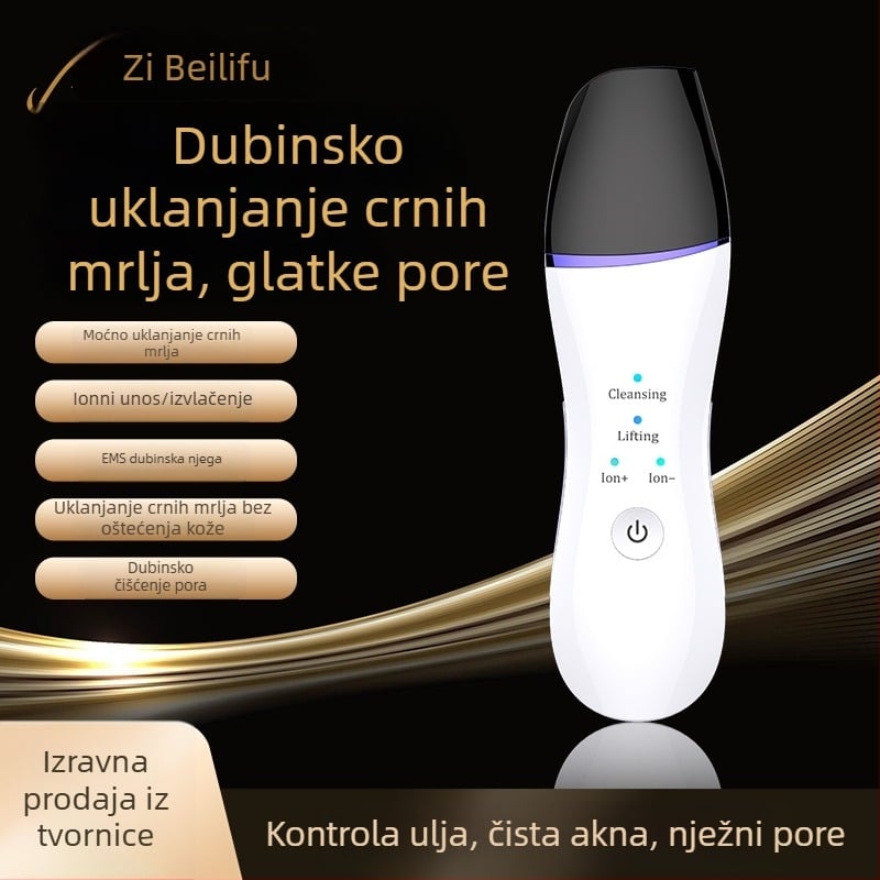 Ultrazvučni peeling uređaj s negativnim ionima za čišćenje pora i ekstrakciju crnih točkica i akni, prijenosni, ugrađena baterija 300–500 mAh, IPX0, za kućnu upotrebu