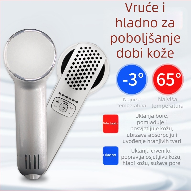 Ručni beauty uređaj s toplim i hladnim tretmanom za pomlađivanje kože – prijenosan, napajanje iz mreže, IPX3 vodootporan, kućna upotreba, sužavanje pora