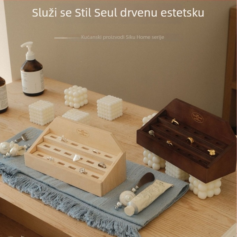 Držač za prstenje, drveni, nordijski stil, ručno izrađeno, jednoslojni (drveni; nordijski stil; ručno izrađeno; jednoslojni)