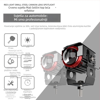 LED svjetlo za motor s dnevnim svjetlom, ulaz 12–80V, 40W za par, kućište od aluminijske legure + PC, gornja kapica i U-oblik nosača, zaštita od prašine i vode A+, više režima osvjetljenja