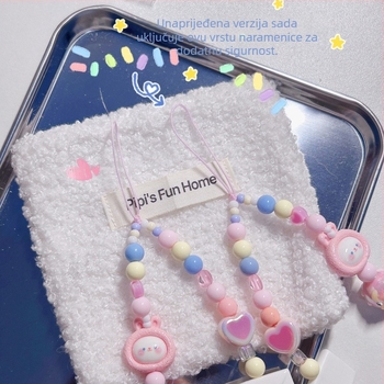 Ručno izrađeni koraljni lančić za telefon s roztomilim zeko u ružičastim nijansama; Materijal: PVC; Materijal užeta: PVC; Materijal kopče: plastična kopča; Stil: unisex; Pakiranje: pojedinačno pakiranje