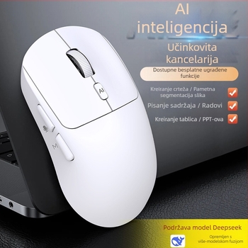 Bežična AI glasovna miša V18 – prijevod glasa i AI asistent (2.4G+Bluetooth, 3500dpi, 3 tipke, USB, domet 10 m)