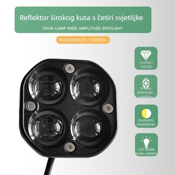 LED kvadratno svjetlo za motocikl, motiv četverolistne deteline, dvostruka leća, off-road svjetlo