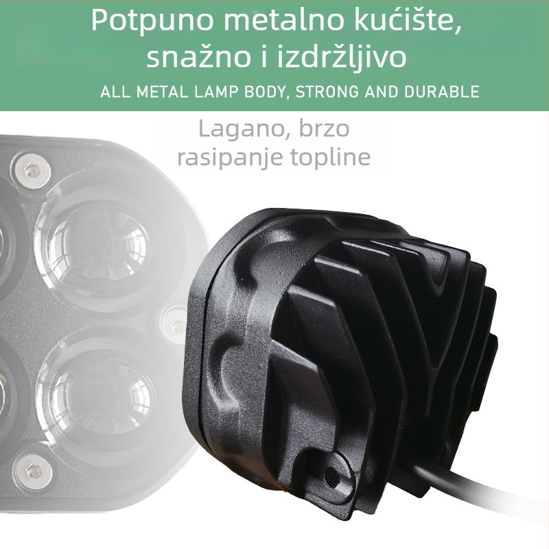 LED kvadratno svjetlo za motocikl, motiv četverolistne deteline, dvostruka leća, off-road svjetlo