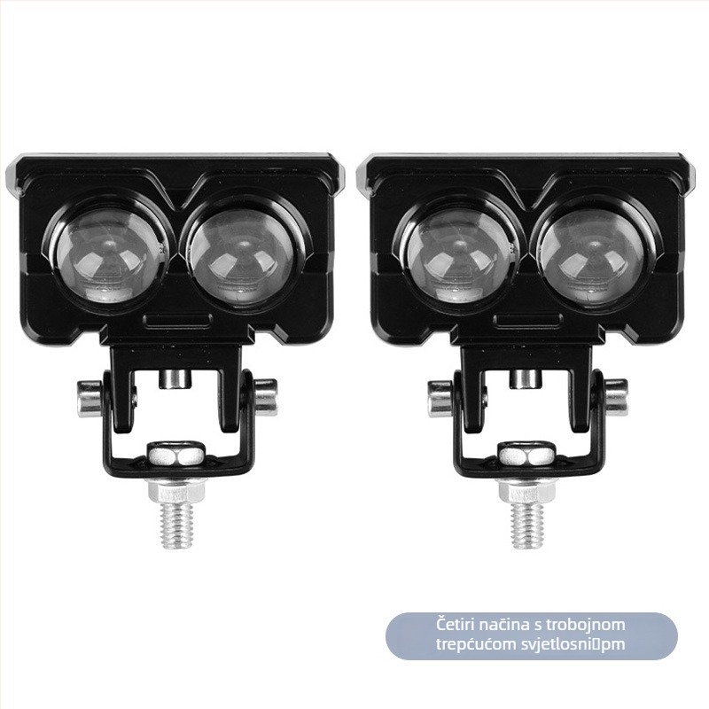 Motociklističko LED svjetlo s dvostrukim lećama za blizu i daleko snopa, bijelo-žuta dvobojna izvedba, LED, 12V, IP68, 3000 lm