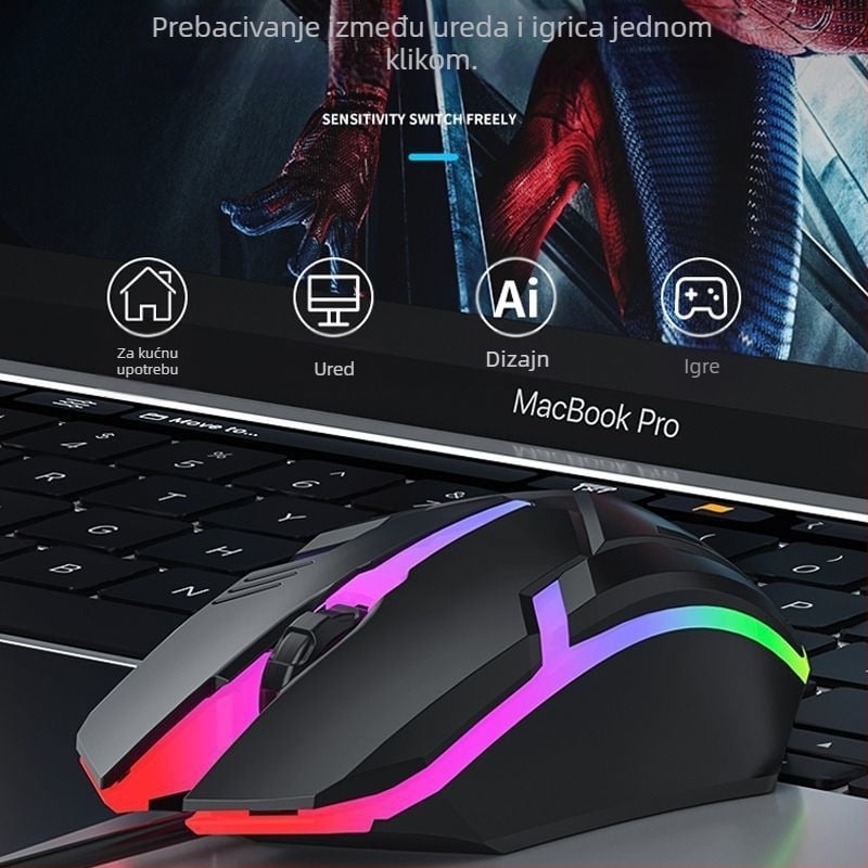Žičani optički miš USB, 2 tipke