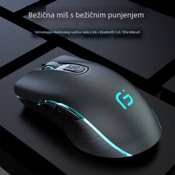 Bežična optička miš, punjiva, dualni način Bluetooth i 2.4G, 2400dpi, 6 tipki, USB sučelje, za laptop