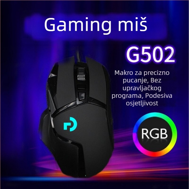Optički žični USB gaming miš, 7200 DPI, 12 tipki, kabel 1,8 m, ergonomski dizajn