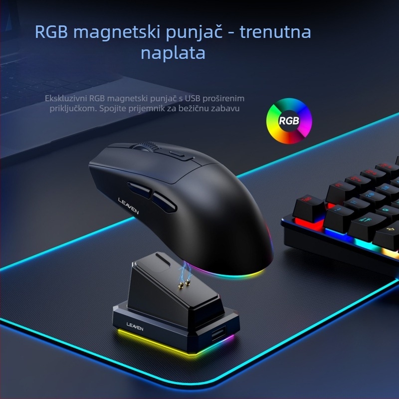 Crack X3 Bluetooth bežični miš s dvostrukim načinom i punjivom dokom, 3200 DPI, 6 tipki
