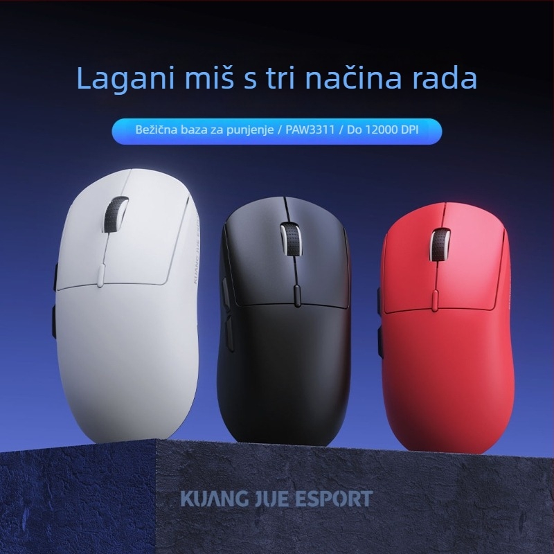 Bežični gaming miš Bluetooth s tri načina rada i punjačkom bazom, 5600DPI, 4 tipke, ergonomski