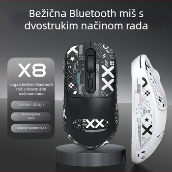 Bežična miška Thunder Wolf X8 za poslovne i gaming potrebe, tih rad, 2.4G/Bluetooth, 4 tipke, 1600 DPI, s naljepnicom protiv klizanja