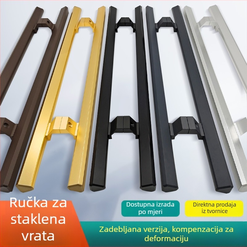 Set aluminijskih ručki za staklena vrata s okvirima, s nagibnim podom i oprugom, za klizna vrata