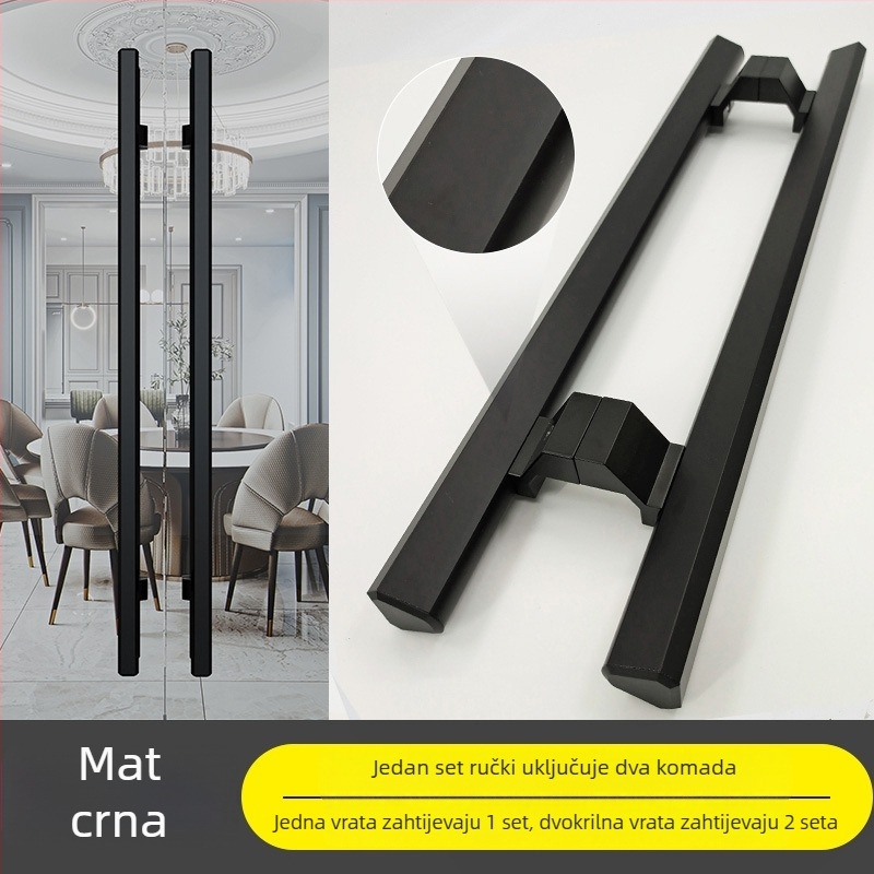Set aluminijskih ručki za staklena vrata s okvirima, s nagibnim podom i oprugom, za klizna vrata